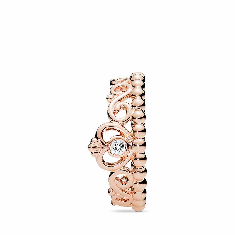 Pandora Princess Tiara Crown Stackable Ring - Pandora Rose/Cubic Zirconia - Canada | WO4015FH